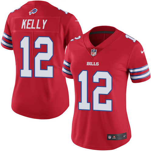 Women's Elite Jim Kelly Nike Jersey Red - #12 Rush NFL Buffalo Bills